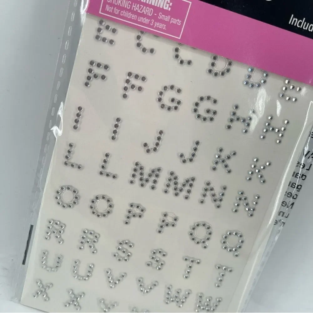 Silver Rhinestone A–Z Letter Gems with Glue | DIY Custom Fashion Decor | 1 Pack